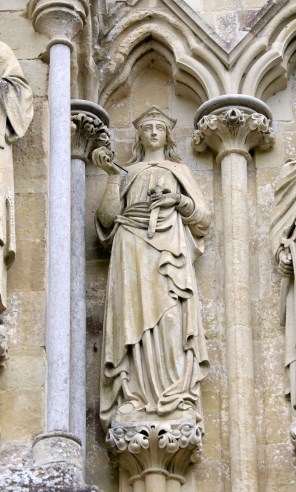 성녀 루치아_by James Redfern_photo by Lawrence OP_on the facade of Cathedral of the Blessed Virgin Mary in Salisbury_England.jpg